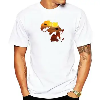 Футболка с принтом, Мужские Новые Модные Крутые Повседневные футболки, Карта Африканского Континента, Животные Африки, Футболка для взрослых, Футболка