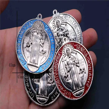 Религиозная медаль с крестом Святого Бенедикта, персонаж, держатель медали Бенедикта, шарм, разноцветный Святой Бенедикт. 20шт