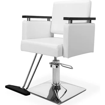 Гидравлическое Парикмахерское кресло Белого Цвета для Стилиста, Парикмахерские Кресла для Парикмахерской Повышенной Прочности, Современное Парикмахерское кресло Для Укладки волос