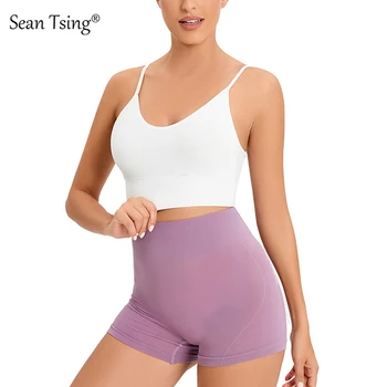 Высокоэластичные шорты для йоги Sean Tsing®, женские однотонные спортивные штаны для фитнеса, сексуальные тонкие дышащие леггинсы