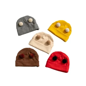 Новая детская осенне-зимняя шапочка для защиты ушей из чистого хлопка, детские Зимние Милые, супер Милые детские шапочки