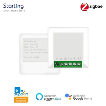 eWeLink ZigBee 3.0 Mini Smart Switch 16A Поддерживает 2-полосное управление SmartThings Hub Работает с Alexa И Google Assistant