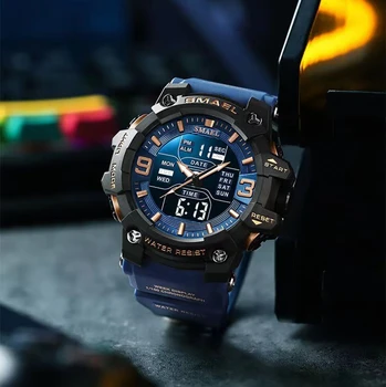 Цифровые часы Smael Outdoor Sport для мужчин, синие водонепроницаемые тактические электронные мужские кварцевые часы, модные relogio masculino