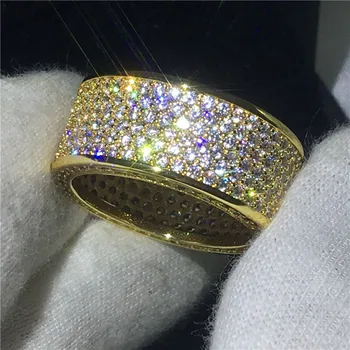 Ювелирные изделия ручной работы из желтого золота с кольцевым покрытием 320шт 5А циркон Камень Обручальные кольца для женщин мужчин