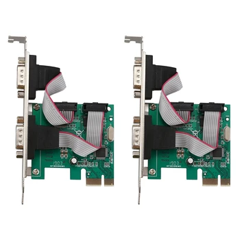 2X PCI-E PCI Express Dual Serial DB9 RS232 2 порта контроллера адаптера зеленый