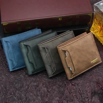 2023 Классические Мужские кошельки, винтажный кошелек из искусственной кожи, противоугонный, короткий, складной, для визитных карточек, кошелек Wallet Man