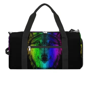 Спортивная сумка Rainbow Wolves, спортивная сумка, Аксессуары для спортзала, мужская водонепроницаемая сумка с изображением морды животного, Новинка, дорожная сумка для тренировок и фитнеса