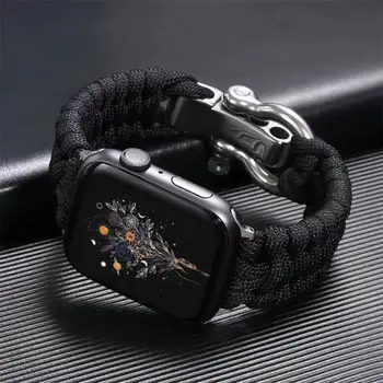 Веревочный Спортивный Ремешок для Apple Watch 8 Ultra Band 49 мм 45 мм 41 мм Браслет Для Выживания на Открытом воздухе iWatch 7 6 5 4 3 SE 2 44 мм 40 мм 42 мм 38 мм