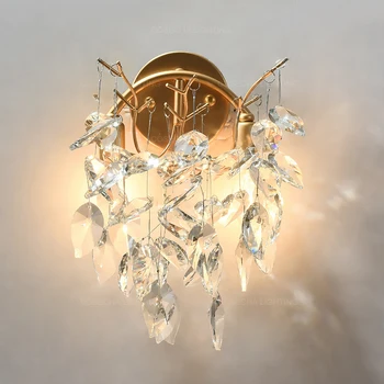 Настенное бра из золотого хрусталя, роскошный настенный светильник в европейском стиле, креативные итальянские настенные светильники на лестнице, в прихожей, прикроватной тумбочке в гостиной