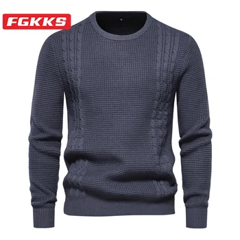 FGKKS 2023, Уличный повседневный свитер, мужской джемпер, хлопковый Теплый топ, Высококачественный дизайн, Модный повседневный уличный свитер для мужчин