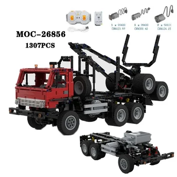 Классический строительный блок MOC-26856 Деревянный транспортный грузовик Сложной сборки 1307 шт. Модель Игрушки для взрослых и детей в подарок на день рождения