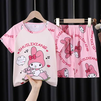 Летняя детская пижама с героями мультфильмов, комплект домашней одежды для мальчиков и девочек, Комплекты с короткими рукавами для детей, пижамы, одежда для отдыха