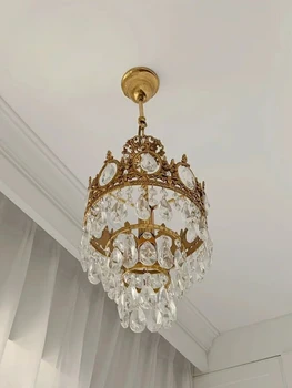Изысканная хрустальная корона в стиле ретро, прикроватная тумбочка для спальни, проход, прихожая, гостиная, столовая, лампа, люстра
