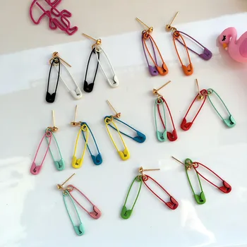Креативные интересные серьги-булавки-скрепки для женщин и девочек, двухцветные подвески-булавки из сплава, серьги-шармы, украшения для ушей, подарки