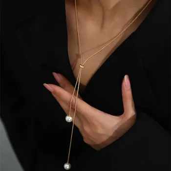 Модные простые ожерелья из нержавеющей стали для женщин с длинной кисточкой, дизайнерские цепочки для ключиц, ювелирные ошейники для многократного ношения