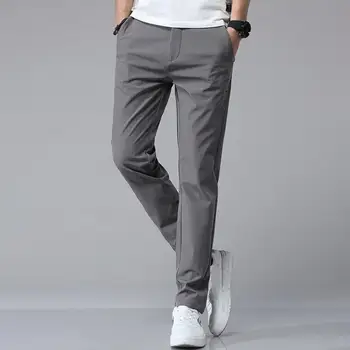 Длинные брюки, быстросохнущие Дышащие мужские демисезонные брюки с карманами, однотонные Свободные прямые повседневные брюки для активного отдыха
