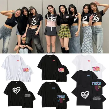 Концертная футболка Kpop TWICE 5th Tour по Северной Америке Ready To Be Same, Поддерживающая Свободную футболку, Короткий длинный топ, женская одежда