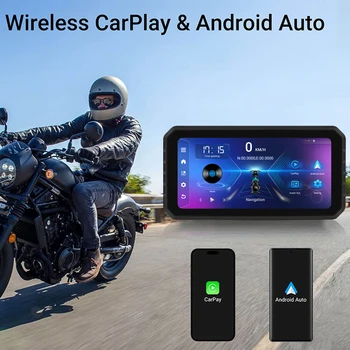 Android 13.0 6,2-дюймовый портативный навигатор для мотоцикла, водонепроницаемый дисплей Carplay, Мотоциклетный беспроводной Android Auto с двойным Bluetooth