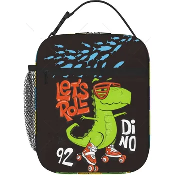 Изолированная сумка для ланча с рисунком мультяшного динозавра, переносная многоразовая сумка для ланча, сумка с карманом для мужчин, Детская поездка на пикник