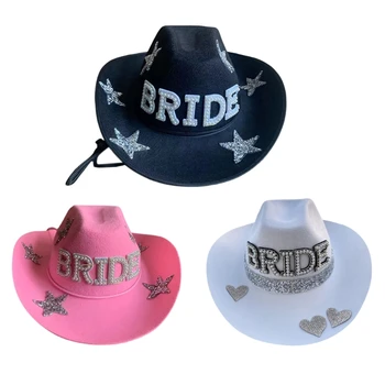 Шляпа пастушки невесты, шляпа для свадебной вечеринки, Ковбойская шляпа невесты, шляпа для девичника