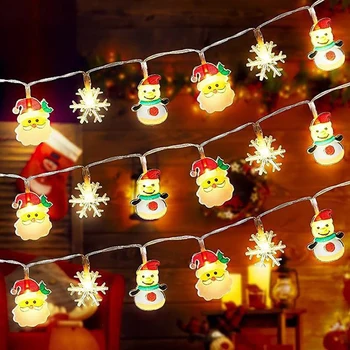 1,5 м 10Led Рождественская гирлянда, снеговик, Санта-Клуа, Рождественская елка, гирлянда для подвесных украшений, подвески, Веселый Рождественский декор