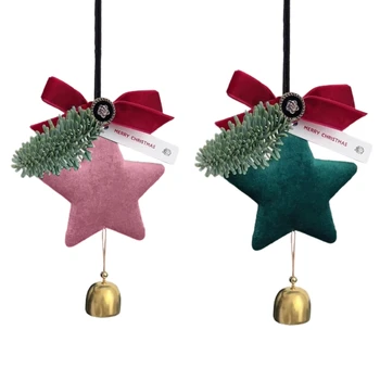 Рождественская розово-зеленая подвеска в виде звезды, Юмор, Декор для зимней вечеринки на семейную тематику, декор для входной двери и окна