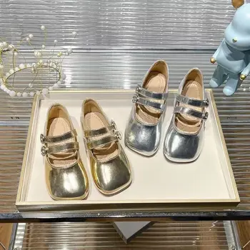 Маленькие кожаные туфли для девочек 2023, Весенне-осенние Новые Модные Универсальные детские тонкие туфли на мягкой подошве, Обувь принцессы для девочек