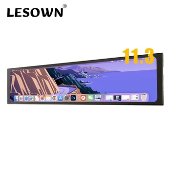 LESOWN 11,3-Дюймовый ЖК-Монитор с Растянутой Планкой 440 × 1920 IPS HDMI Портативный Дисплей Второй Экран с Питанием от USB для Портативных ПК Raspb