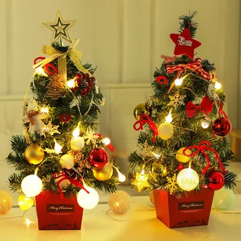 Золотисто-красная Рождественская елка Рождественский Мини-стол с подсветкой 50-сантиметровая Рождественская елка
