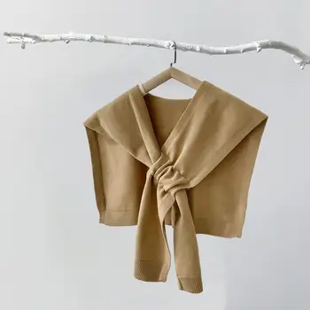 Женская шаль, вязаная, утолщенная, однотонная, теплая, с перекрестными рукавами, осенне-зимний шарф на плечо, женское пальто-накидка