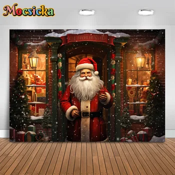 Mocsicka рождественские фоны для фотосъемки снежный Санта рождественская елка фон детский день рождения портреты фотобудка студия