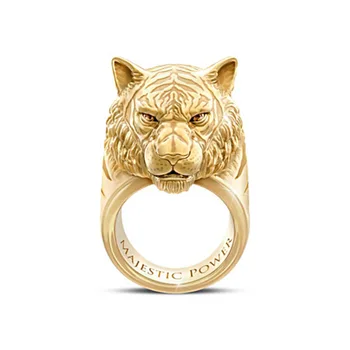 Мужское кольцо с золотым тигром, доминирующей личностью