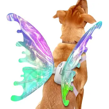 Волшебные крылья для домашних животных, волшебные крылья для домашних животных, Крылья бабочки для собак, вечерние наряды для Хэллоуина, крылья Феи со светодиодной подсветкой