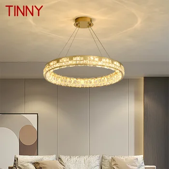 Современный хрустальный подвесной светильник, светодиодная люстра с круглым кольцом, Креативный свет в скандинавском стиле, роскошный декор для гостиной, спальни