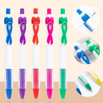 5ШТ Зажим для ручек с лентой Пластиковая Ручка для творчества Рекламная Ручка с бантиком Нажимная ручка