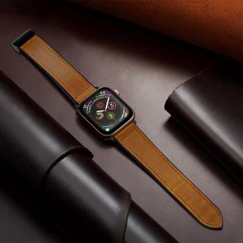 Ремешок для Apple watch band 45мм 44мм 40мм 42мм 41мм Ultra 49мм Натуральная Кожа + Силиконовый браслет correa iWatch series 9 8 7 6 5SE