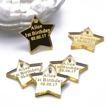 30 Штук Персонализированных Выгравированных Подвесок Star Baby Showe На День Рождения, Крещение, Украшение Свадебного Стола, Сувенирные Бирки