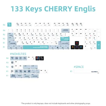133 Клавиши Программатор Keycap Тема Простой Стиль Индивидуальность Английский Keycap CHRRY Материал Сублимация PBT Игровая Механическая Клавиатура