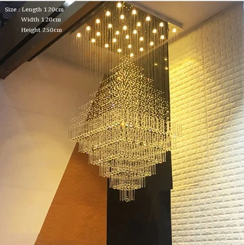 Большая хрустальная люстра в фойе для гостиной, вестибюля, прихожей, домашнего декора Cristal Lustre, Лестничного потолочного светильника, подвесной лампы