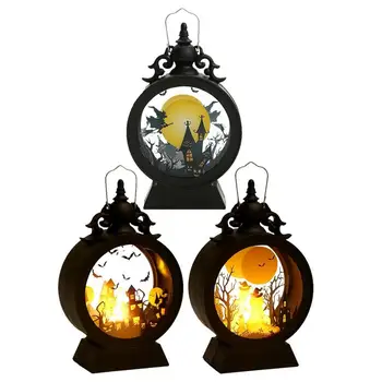 Декоративная лампа на Хэллоуин, Замок ведьмы, тыквенный фонарь, имитация пламени, светодиодная лампа для украшения дома, бара, сада на открытом воздухе