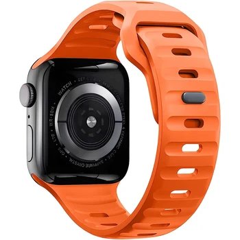 Ремешок для Apple Watch Band 44мм 49мм 45мм 41мм 40мм 42мм 38мм Мягкий Силиконовый спортивный Браслет iwatch Serise 8 7 SE 6 5 9 Ultra 49мм