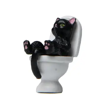 Красавица Кошачья Статуэтка Успокаивающая Долговечная Кошачья Статуя Микро Пейзажный Туалет Серии Cat Ornament