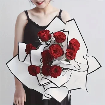 10шт Водонепроницаемой Черно-белой Благородной Подарочной Оберточной бумаги для цветов