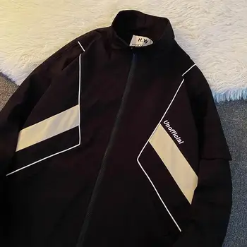 Весенне-осенняя модная рабочая куртка японского бренда Color Block 2023, мужская уличная одежда для пар, повседневная спортивная бейсбольная куртка