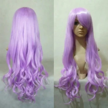 бесплатная доставка Модный парик Волосы Новые Длинные Фиолетовые Косплей Красивые Волнистые Вьющиеся парики