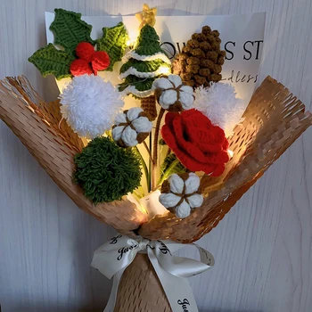 Рождественская елка, цветы, связанные крючком, Искусственные Цветы, связанные крючком, Креативные Букеты, имитирующие искусственные цветы, сделанные своими руками