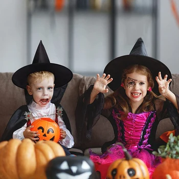1 шт. Черная шляпа волшебника-ведьмы на Хэллоуин, женская мужская тиара, костюм на Хэллоуин, украшение для вечеринки в честь дня рождения на Хэллоуин, Детский душ