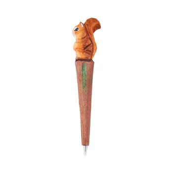 Ручная резьба по дереву, ручка с животными, креативная шариковая ручка с белкой, сменная гелевая ручка для студентов