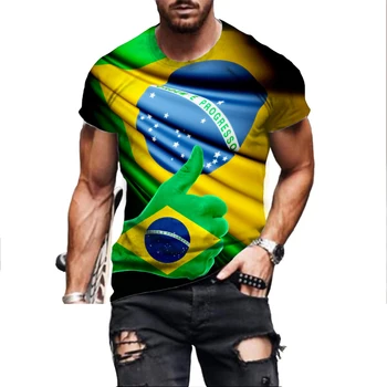 2023 Флаг Бразилии с 3D Принтом, Летняя Мужская Футболка с круглым вырезом, Повседневные Футболки Оверсайз С Коротким Рукавом, Модные Футболки, Топы