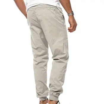 Мужские повседневные брюки, мужские брюки, мягкие повседневные мужские брюки с эластичным поясом, завязками на щиколотках, карманами, идеально подходящими для поездок на работу